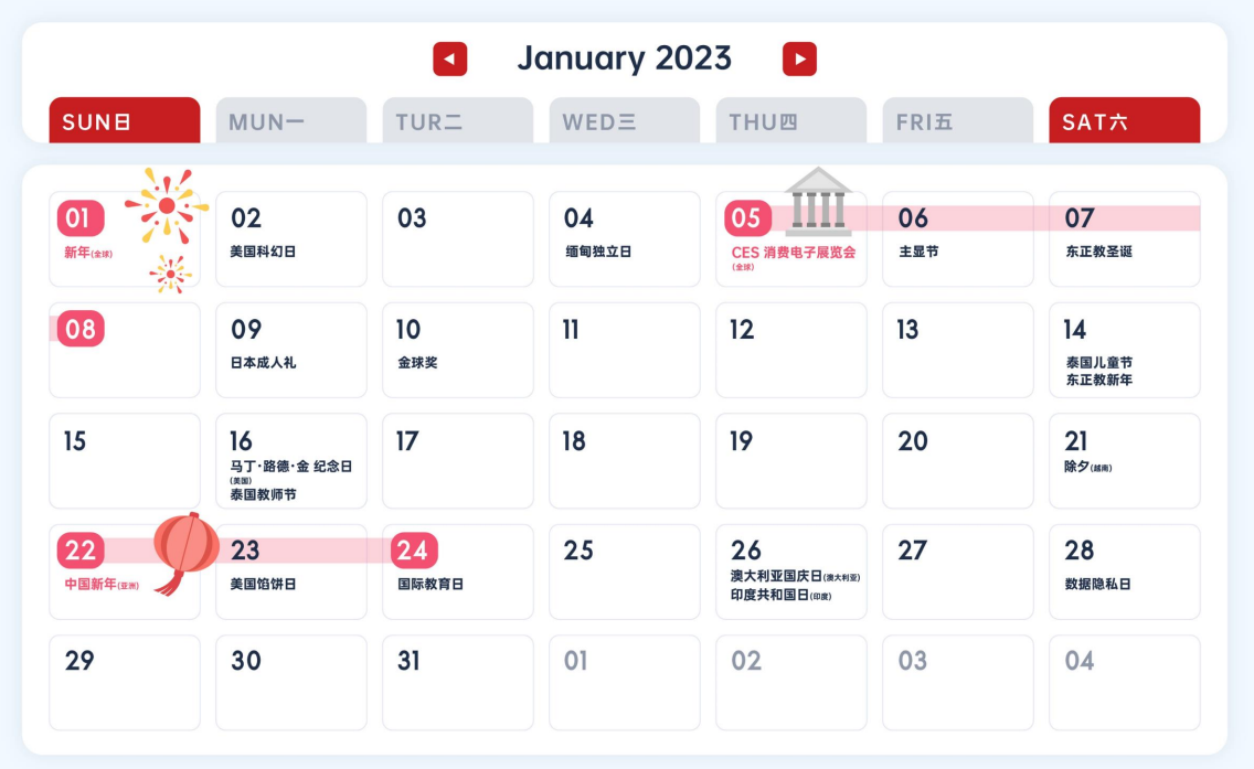 2023跨境电商营销日历指南（附日历高清PDF版）