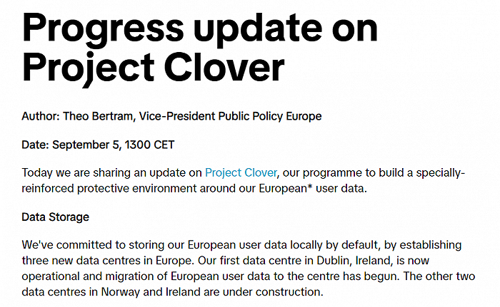 TikTok数据中心首设爱尔兰，将迁移欧洲用户数据
